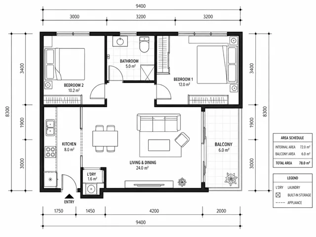 Compact Urban Two-Bedroom Apartment Plan