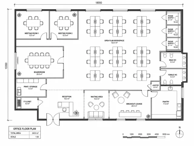 Flexible Open-Plan Office Workspace